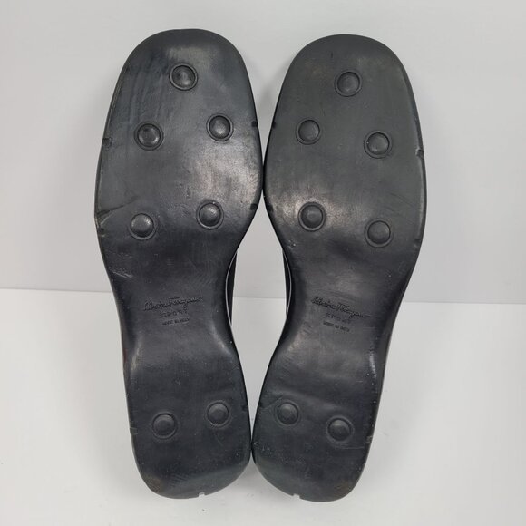 Salvatore Ferragamo Sport Women's Black Nero Leather Slip On Flats US Size 9.5 - Picture 7 of 8
